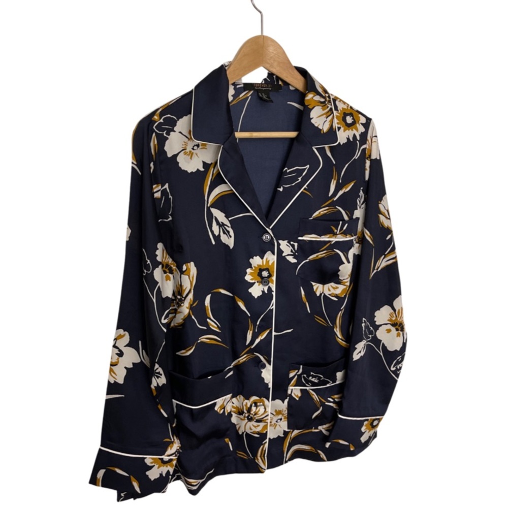 F21 Satin Navy Floral Suit